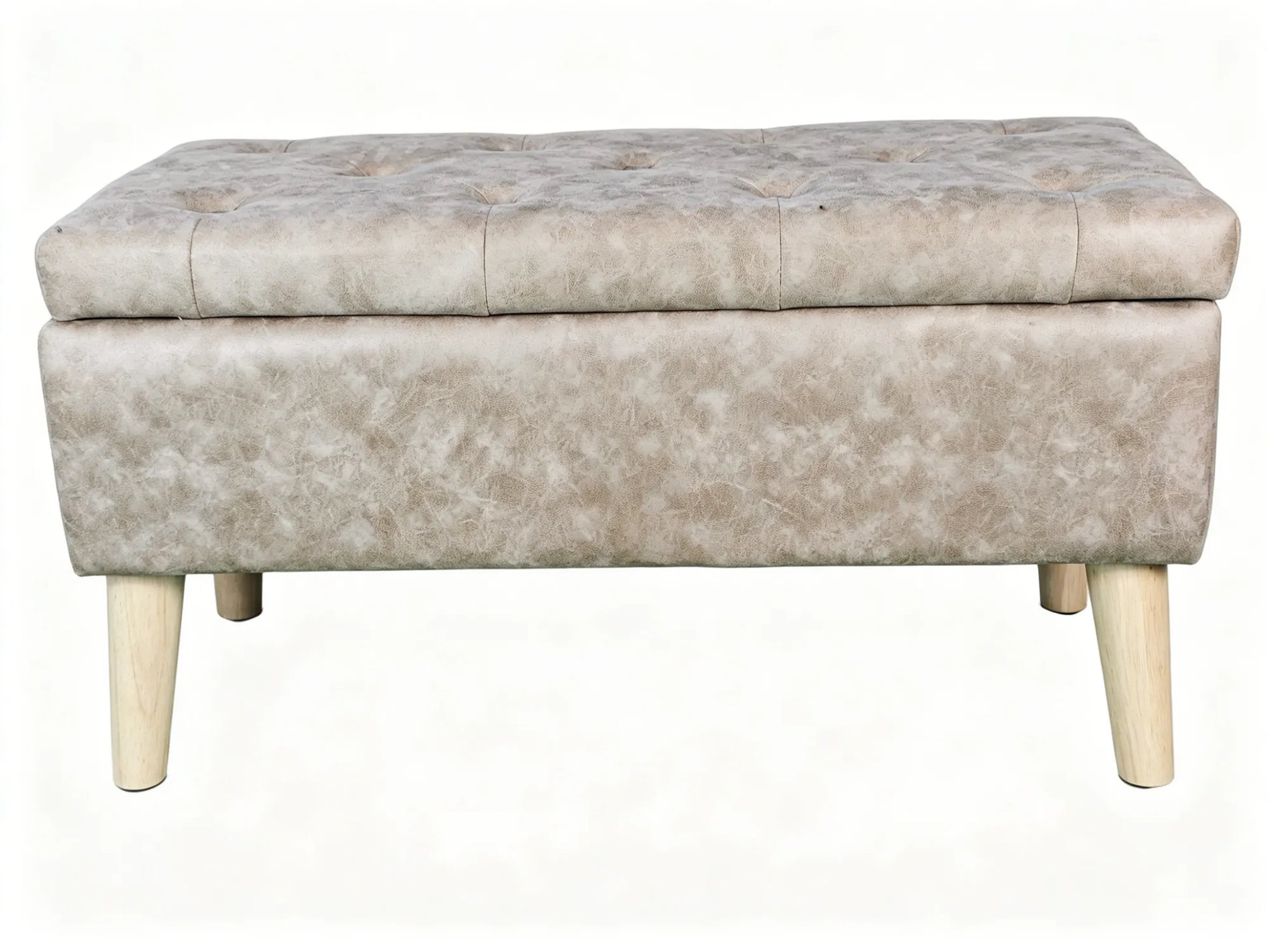 32-Inch Upholstered Storage Ottoman Bench with Built-In Tray – Gray Snowflake Velvet – view 9