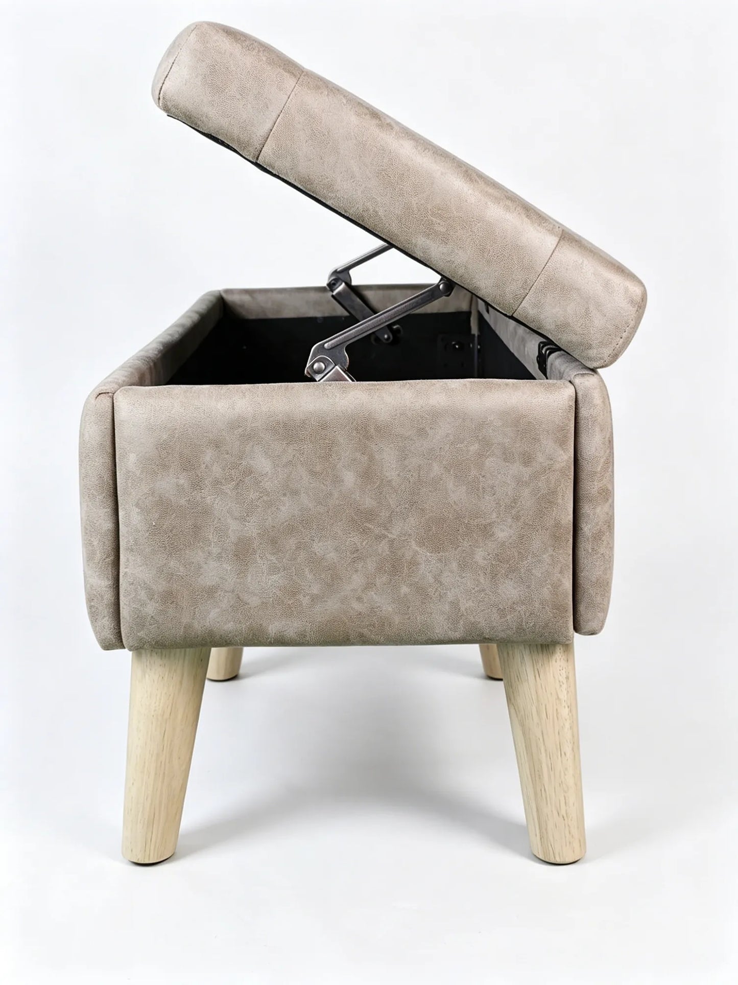 32-Inch Upholstered Storage Ottoman Bench with Built-In Tray – Gray Snowflake Velvet – view 10