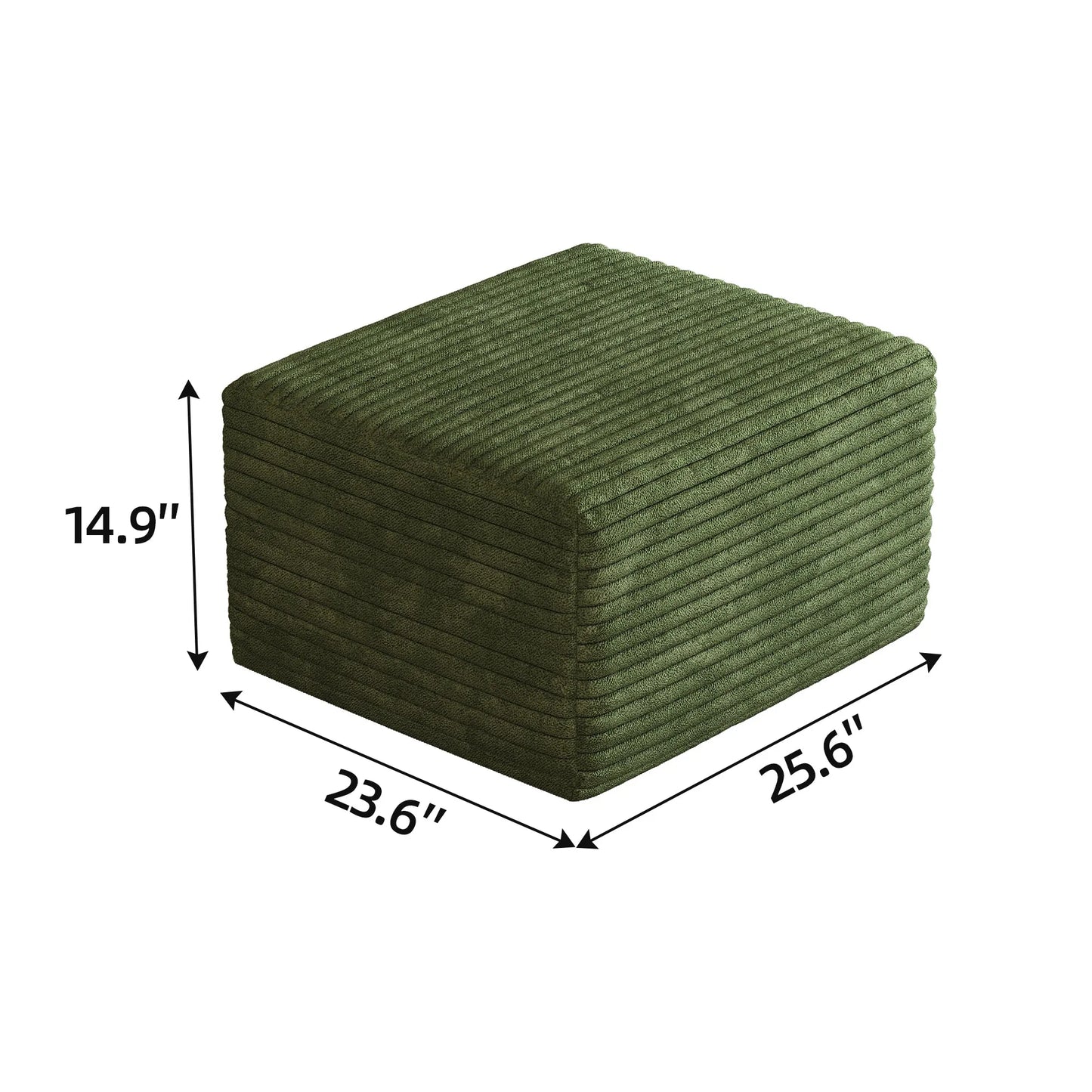 Corduroy Cube Ottoman, No Assembly Required – Green – view 5