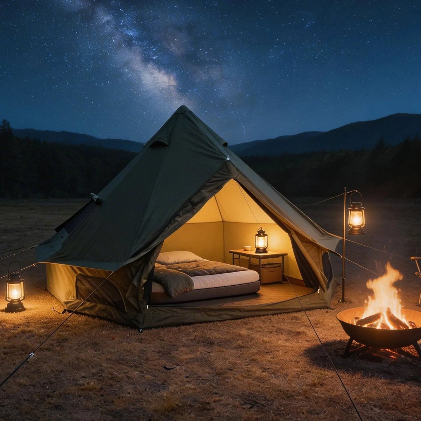 9.8-Foot Four-Season Bell Tent with Stove Jack – Green – view 5