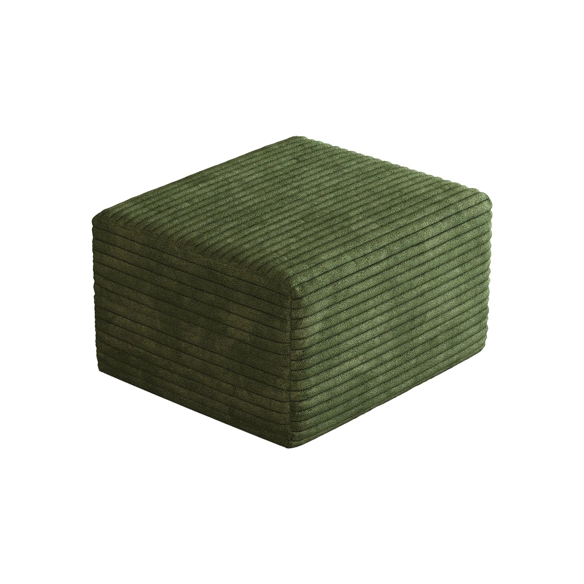 Corduroy Cube Ottoman, No Assembly Required – Green – view 7