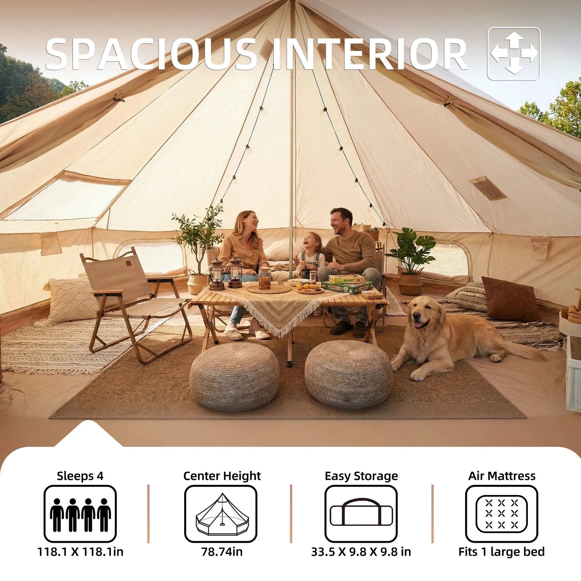 9.8-Foot Four-Season Bell Tent with Stove Jack – Green – view 7