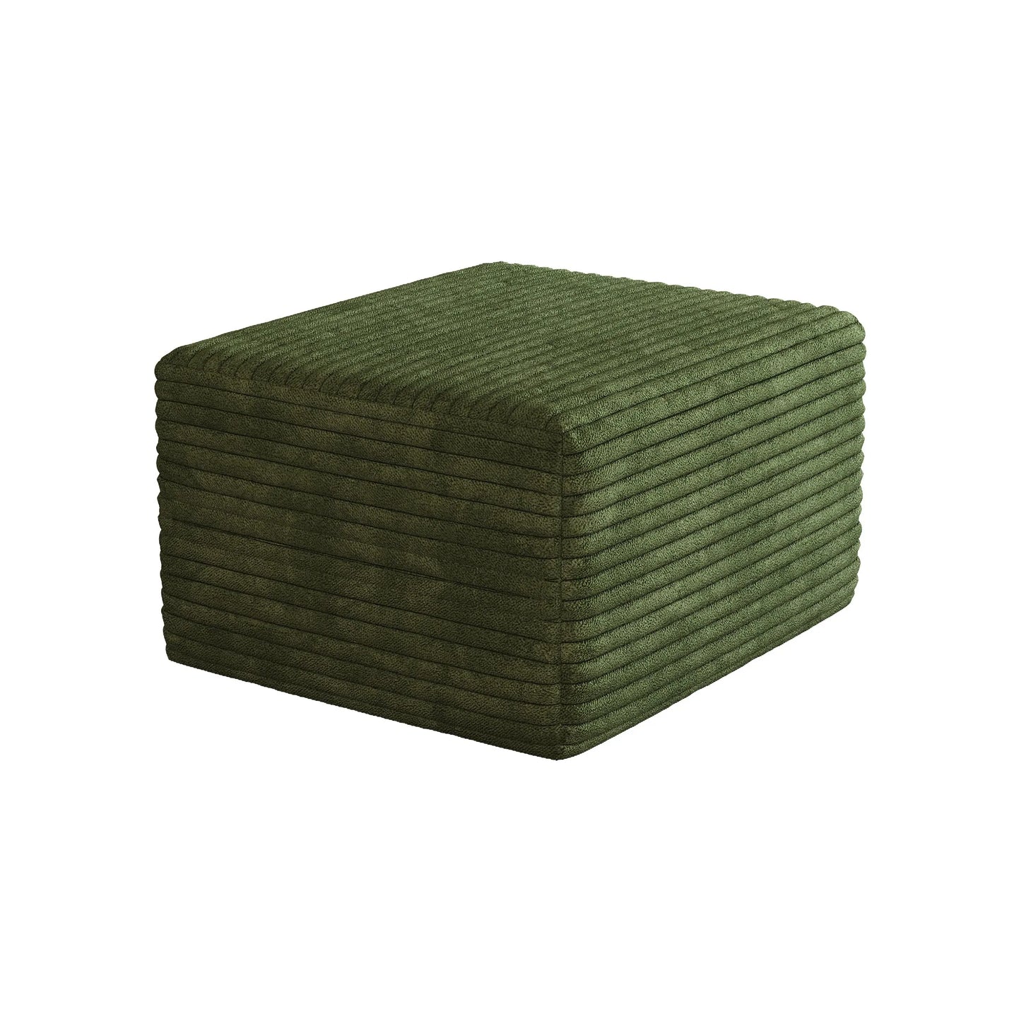 Corduroy Cube Ottoman, No Assembly Required – Green – view 8
