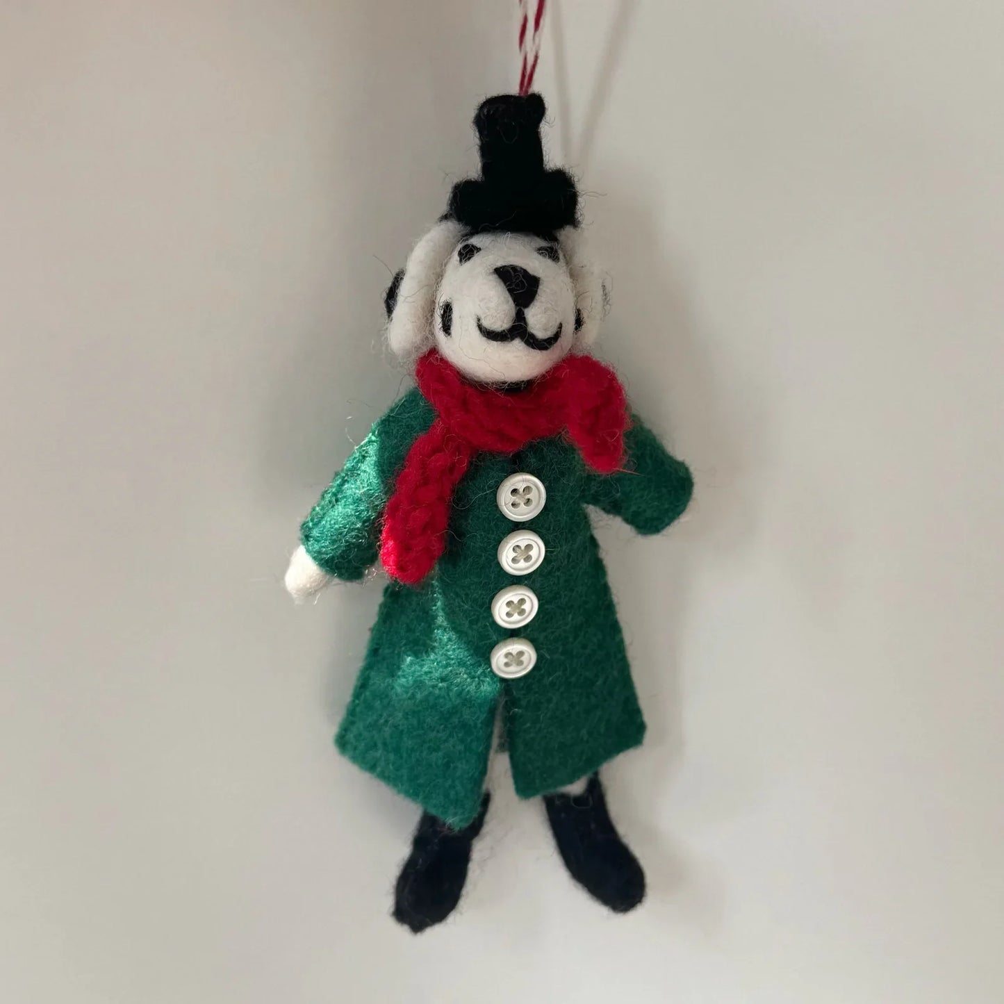 Green Coat Spotted Dog handmade wool felt ornament