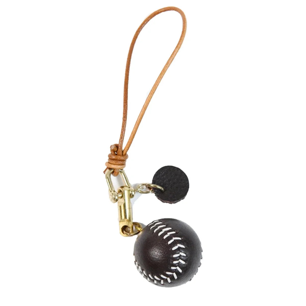 Leather baseball keychain on a clean white background