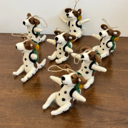 Handmade Dalmatian wool felt charms showing natural variation