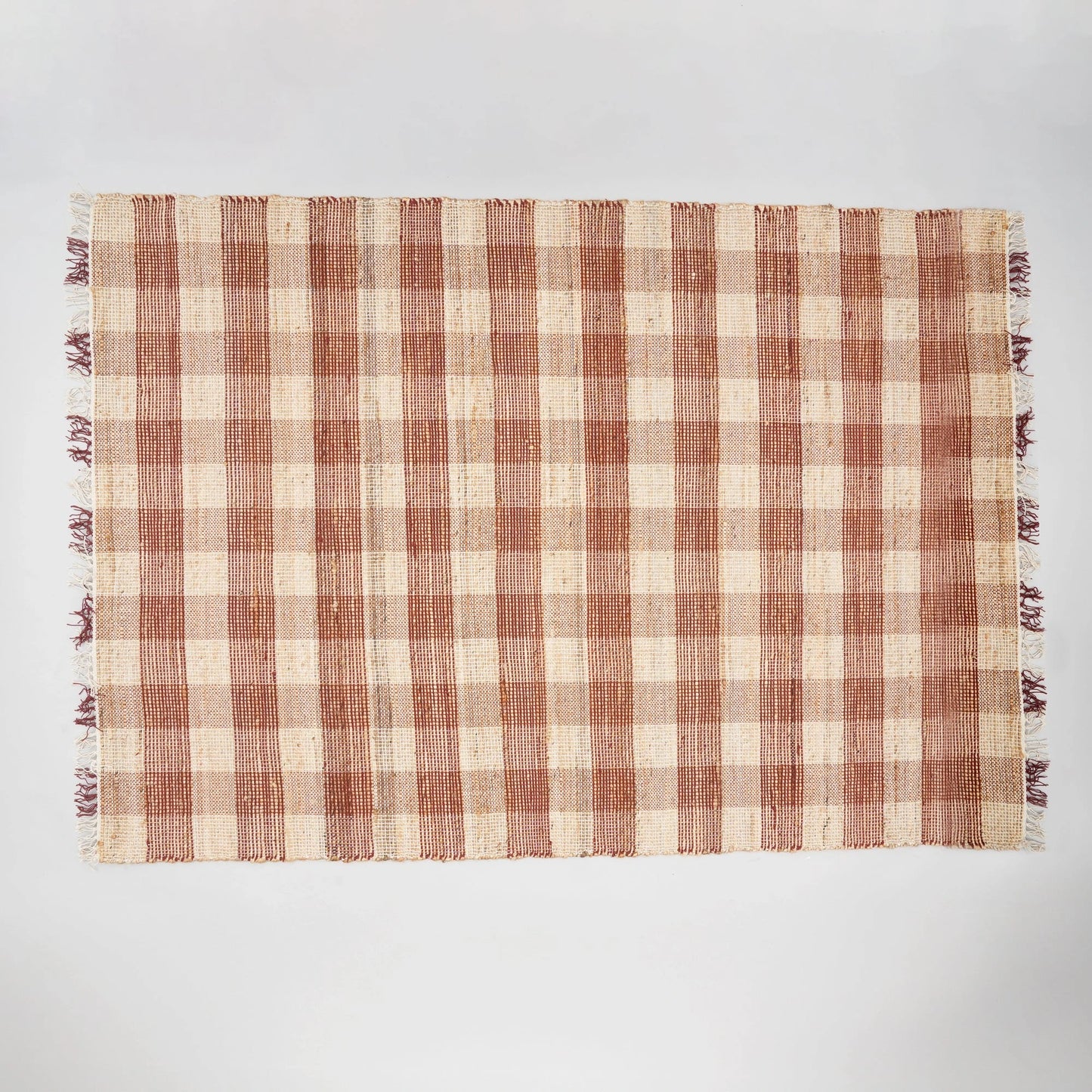Handwoven Plaid Jute Area Rug