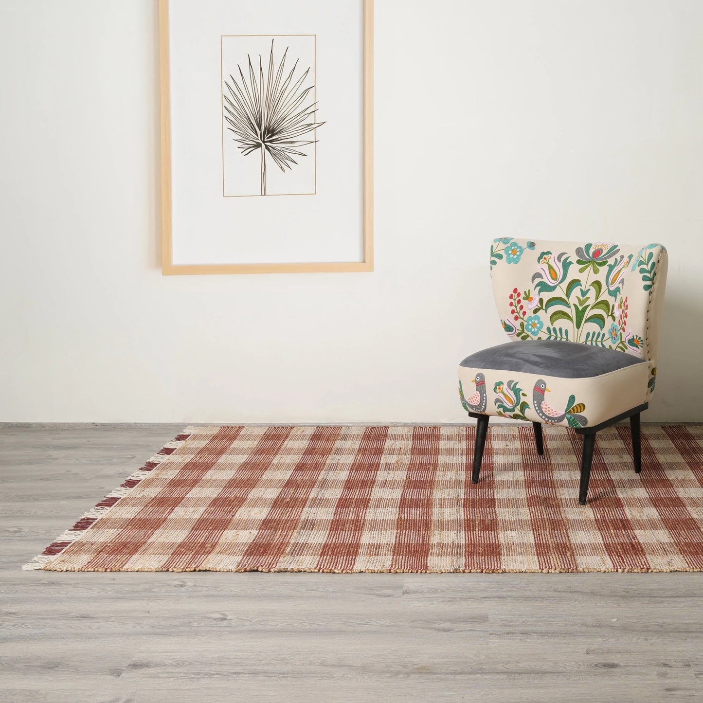 Handwoven Plaid Jute Area Rug