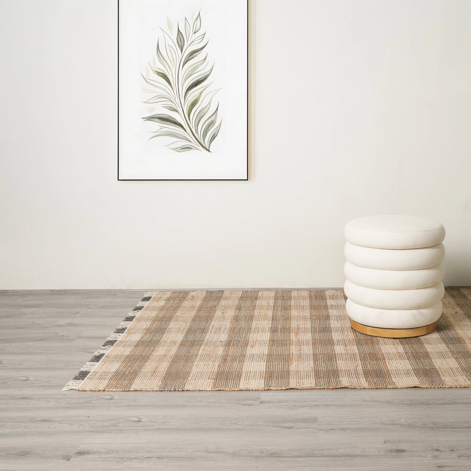 Handwoven Plaid Jute Area Rug