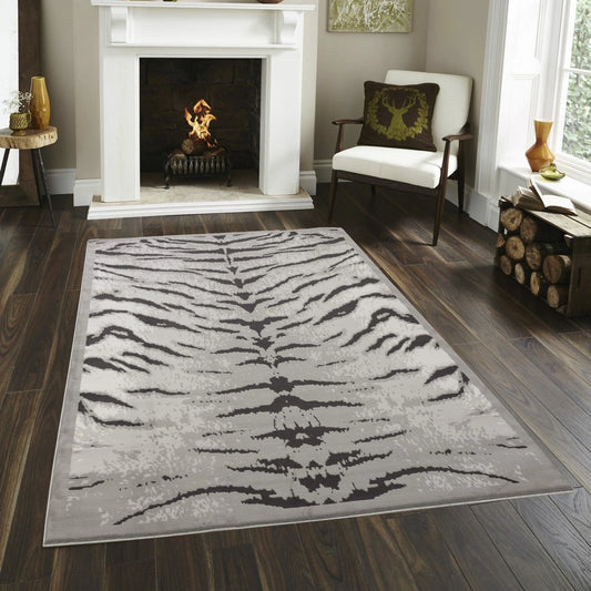 Hide Gray+Silver Area Rug — CHD1005