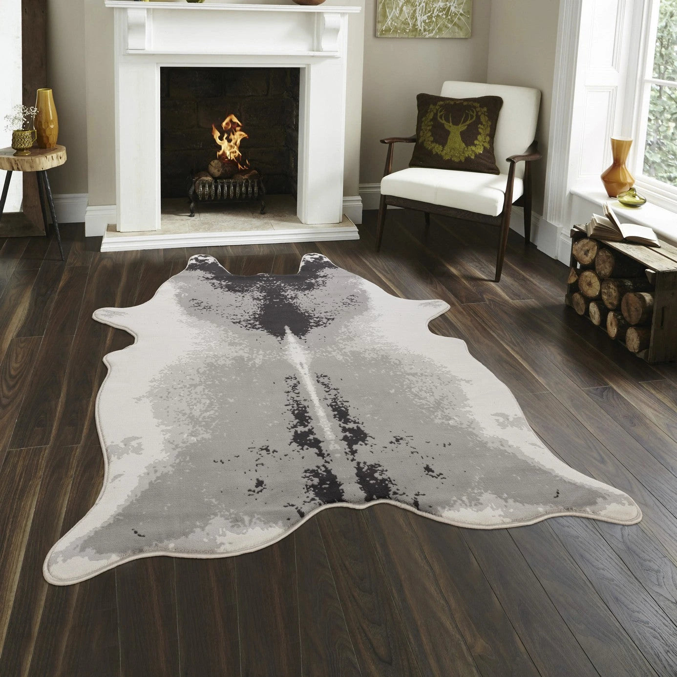 Hide Gray+Silver Area Rug — CHD1006