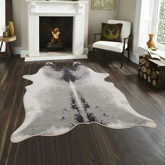 Hide Gray+Silver Area Rug — CHD1006