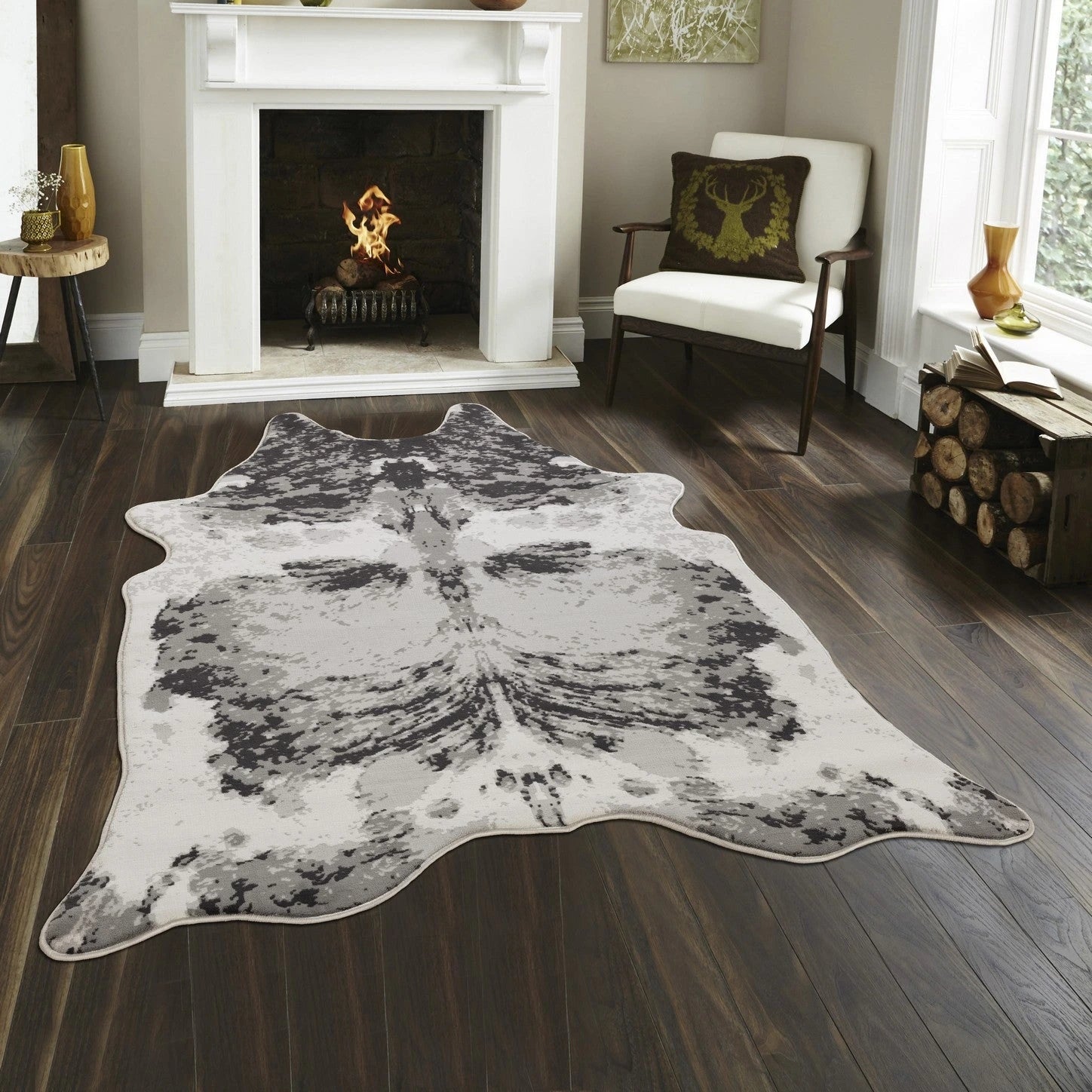 Hide Gray+Silver Area Rug — CHD1007
