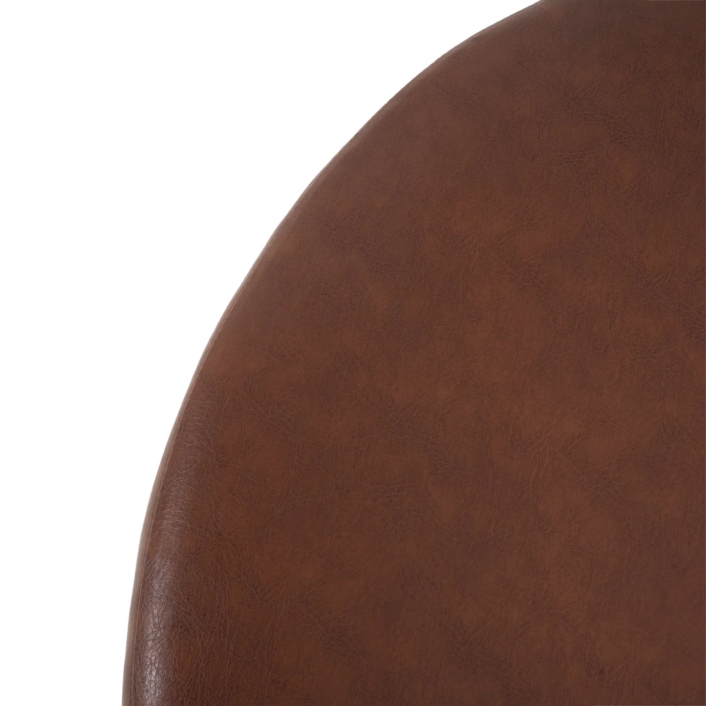 Round Faux Leather Ottoman – Light Brown – view 9