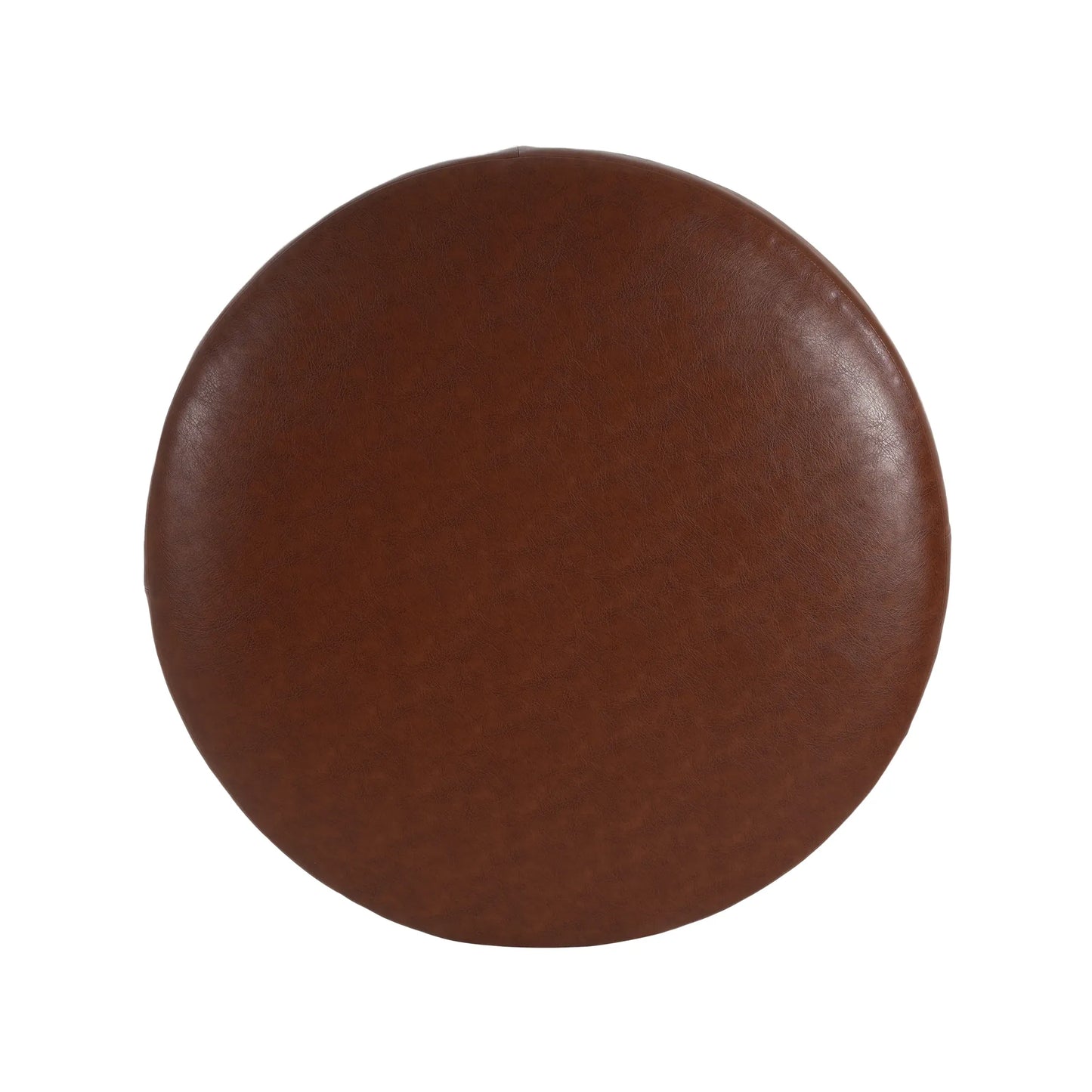 Round Faux Leather Ottoman – Light Brown – view 11