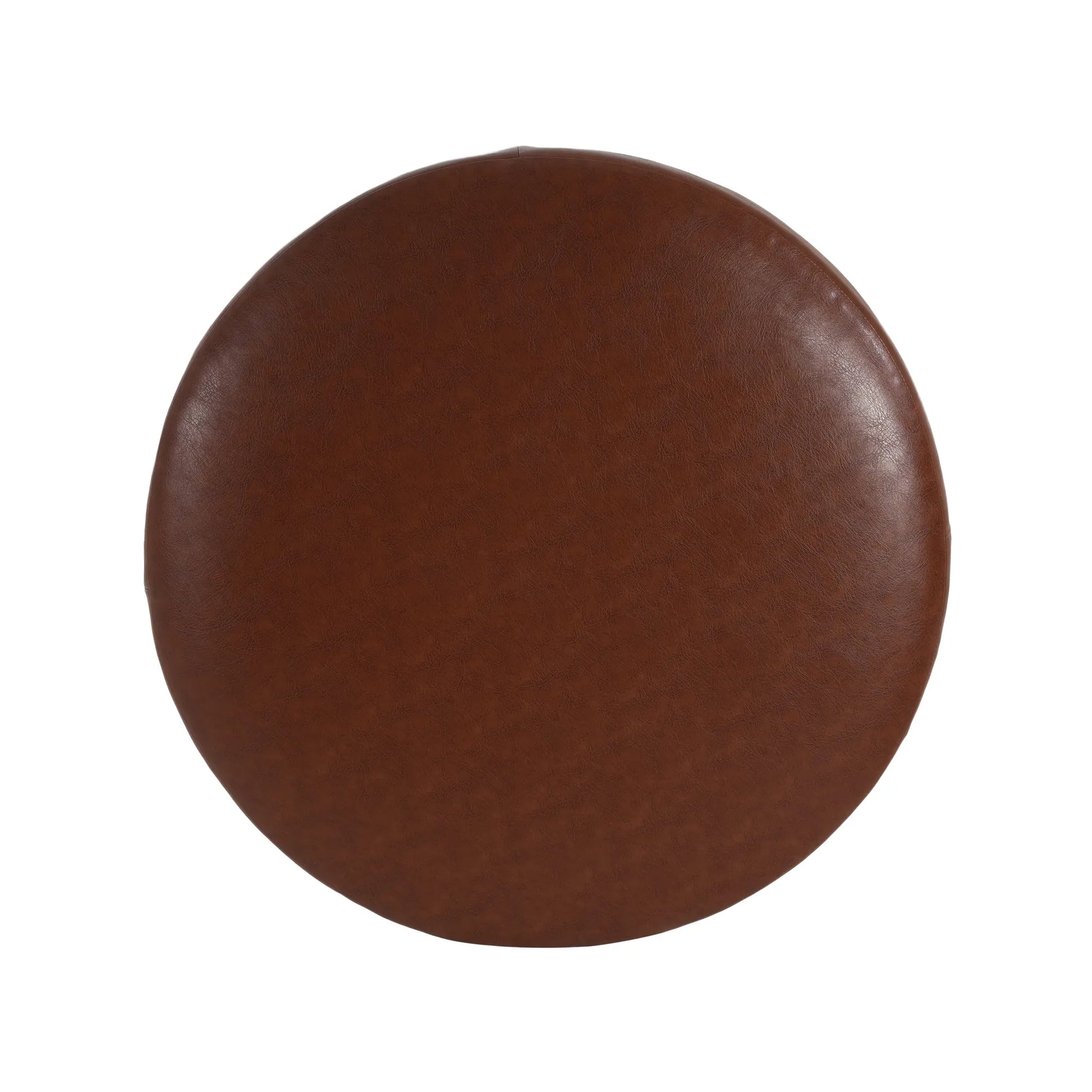 Round Faux Leather Ottoman – Light Brown – view 11