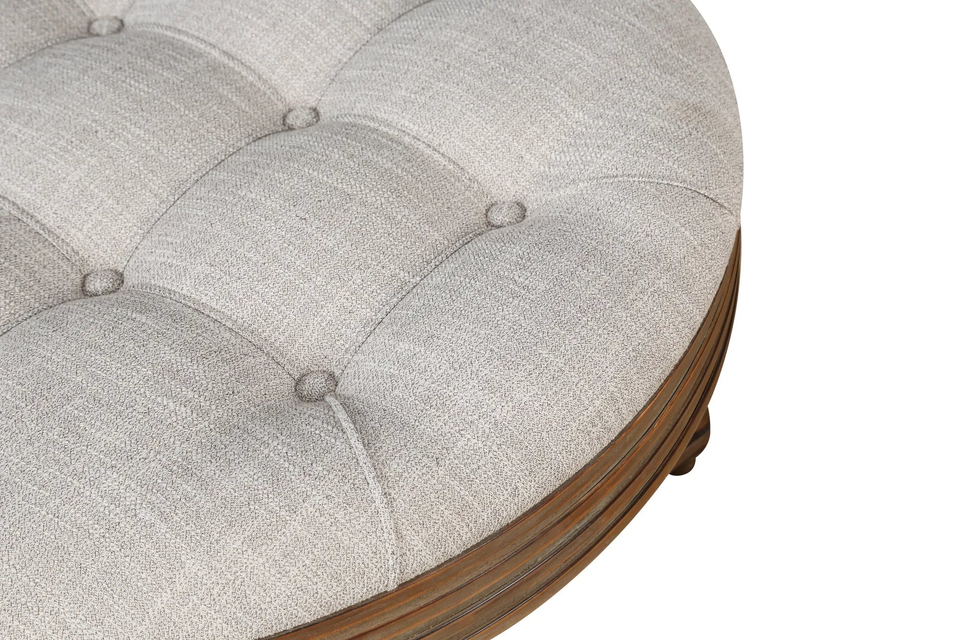 Oversized Round Tufted Ottoman Coffee Table with Storage Shelf – Light Gray – view 8