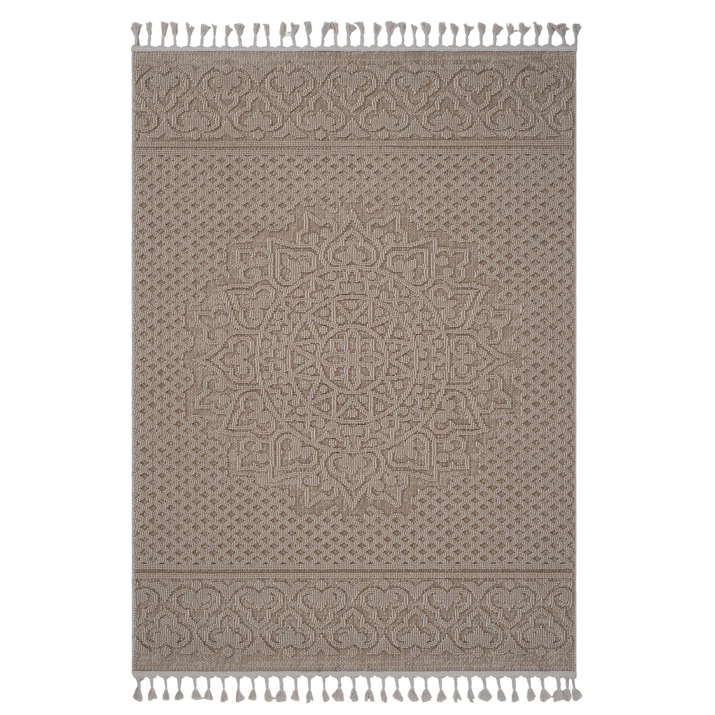 Loom & Luxe Beige & Medallion Indoor/Outdoor Area Rug
