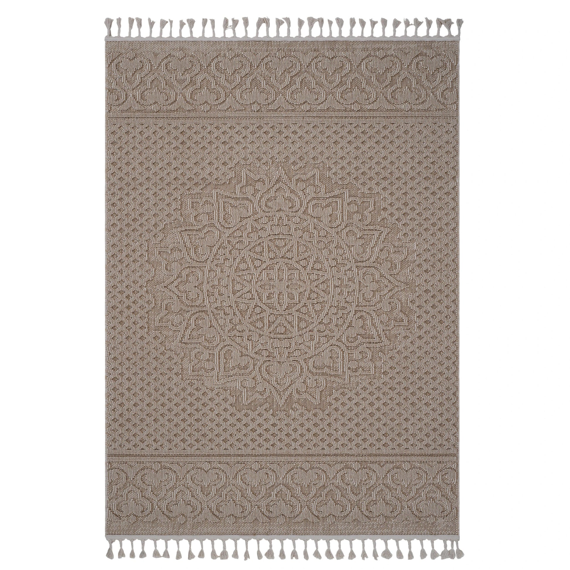 Loom & Luxe Beige & Medallion Indoor/Outdoor Area Rug
