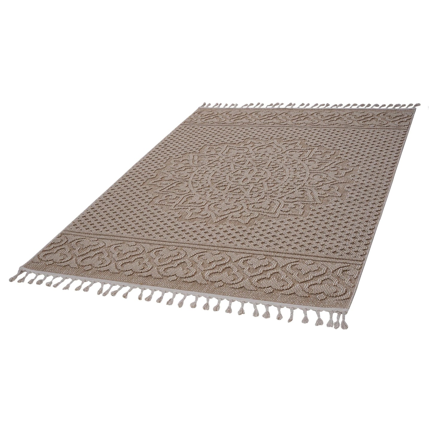 Loom & Luxe Beige & Medallion Indoor/Outdoor Area Rug