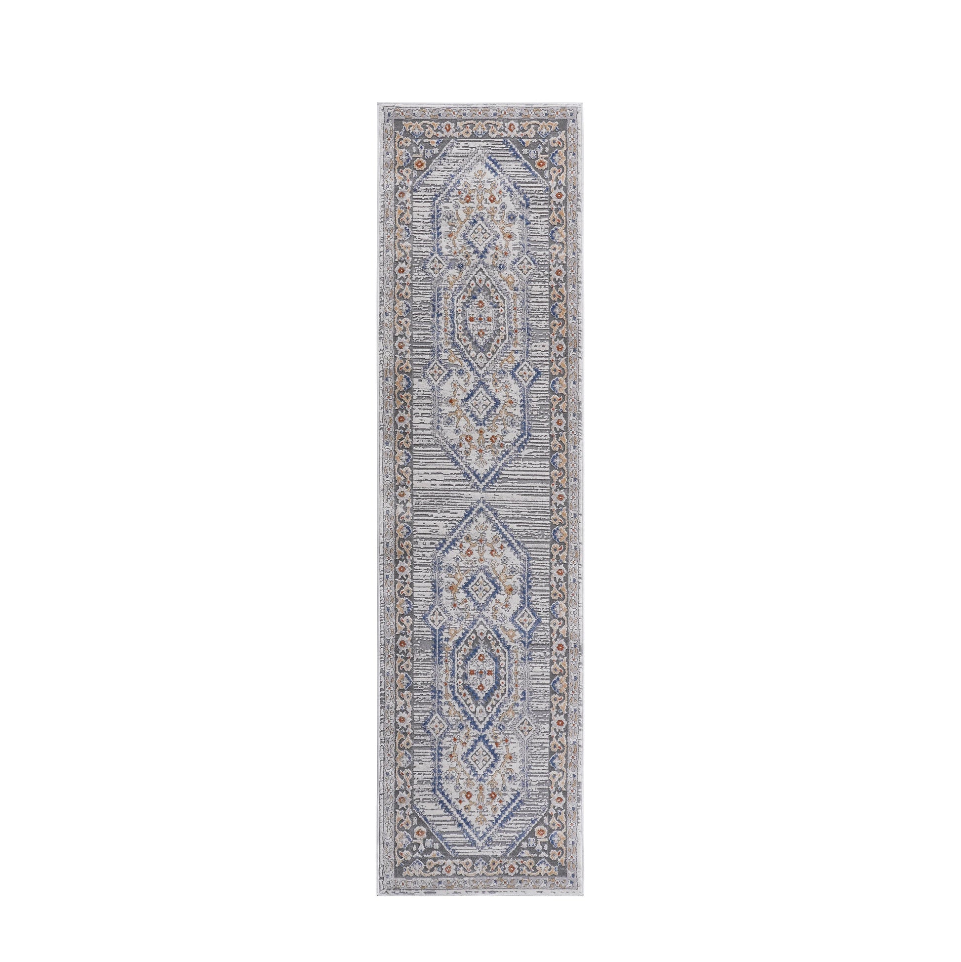 Loom & Luxe Blue & Cream & Bordered Area Rug