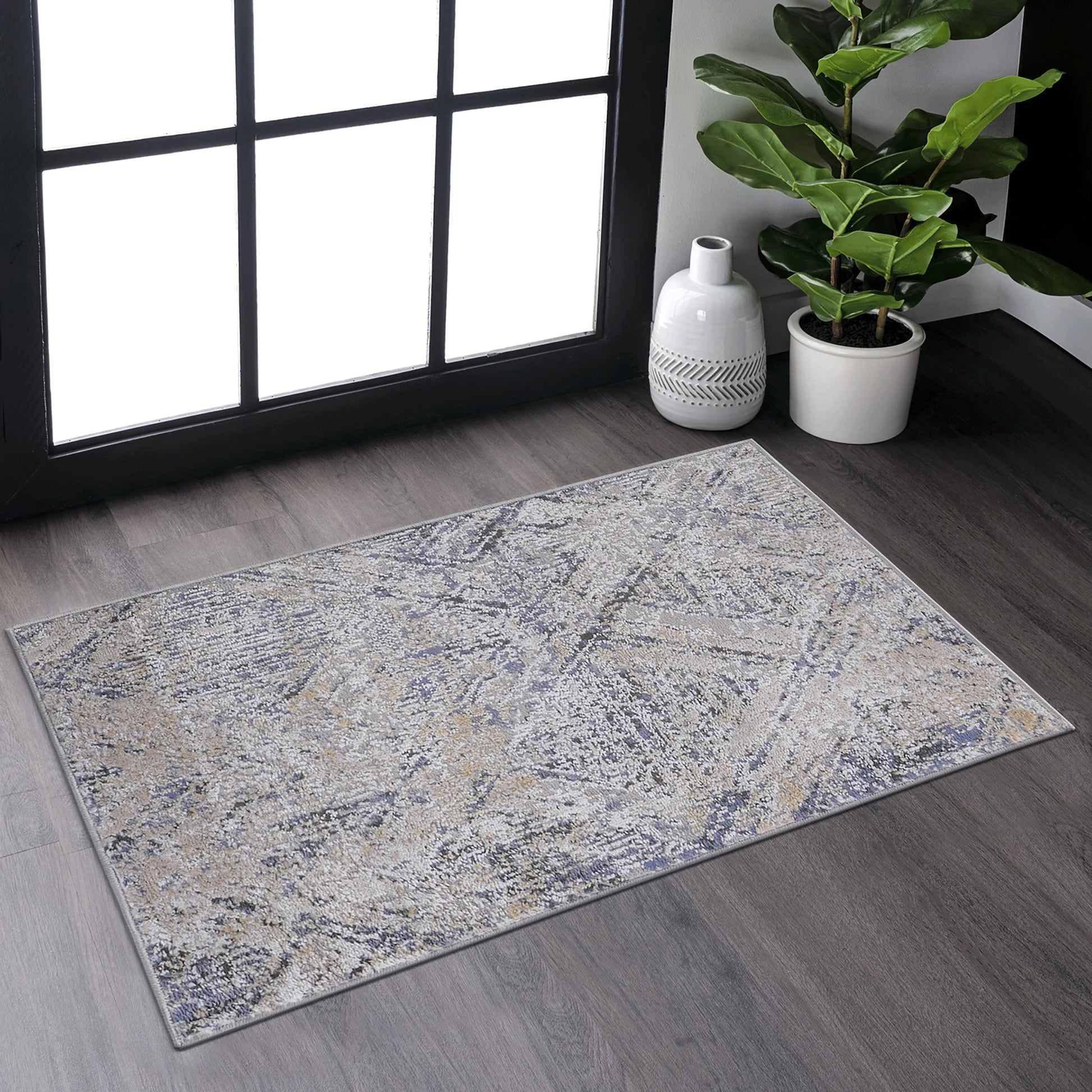Loom & Luxe Blue & Grey & Geometric Area Rug