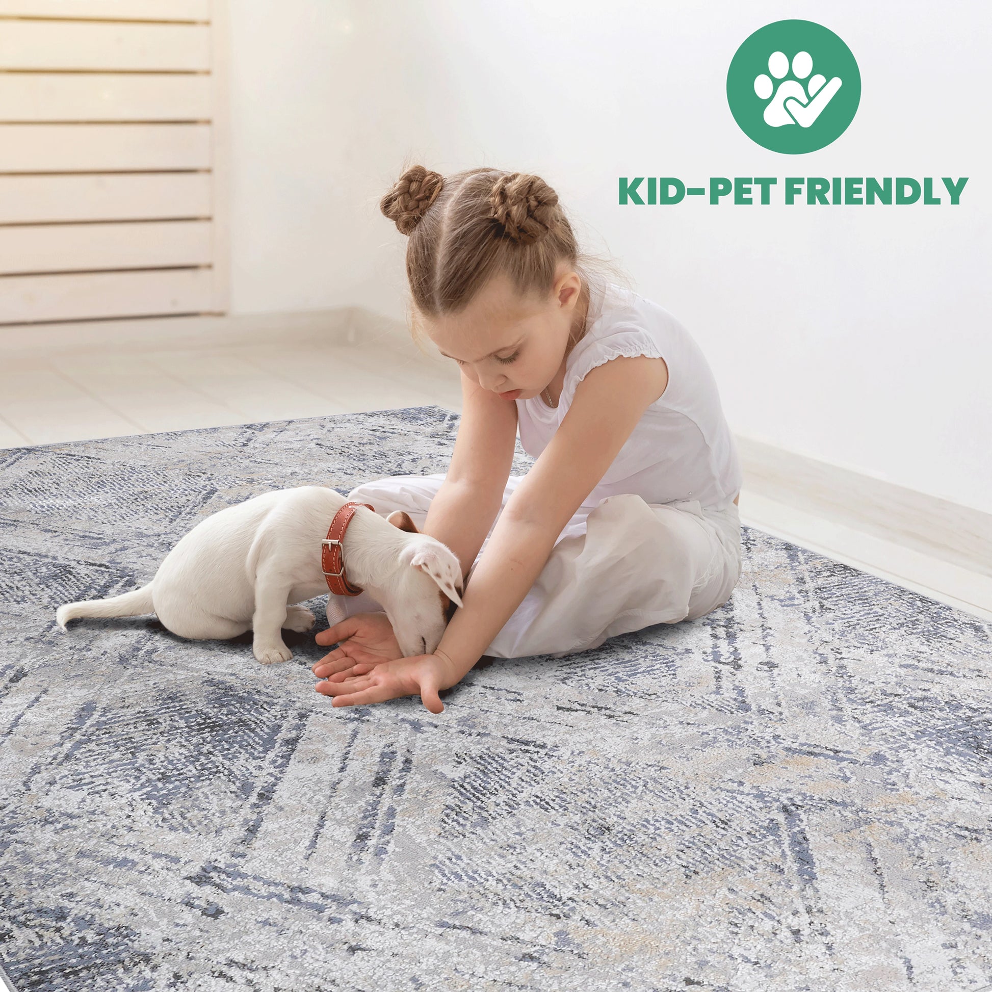 Loom & Luxe Blue & Grey & Geometric Area Rug