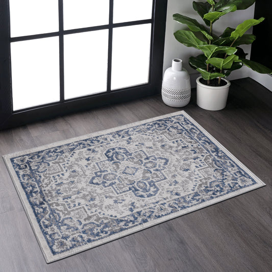 Loom & Luxe Blue & Grey & Oriental Area Rug