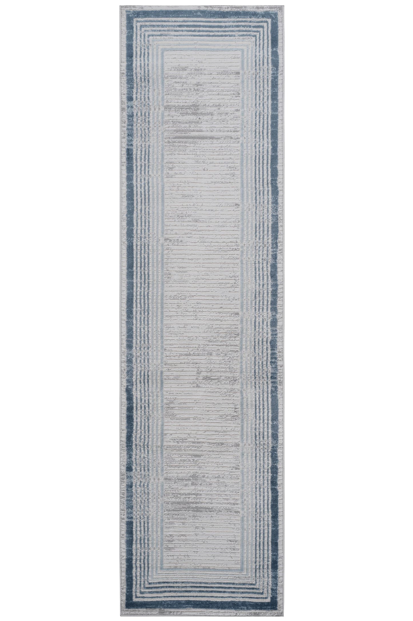 Loom & Luxe Blue & Ivory & Bordered Area Rug