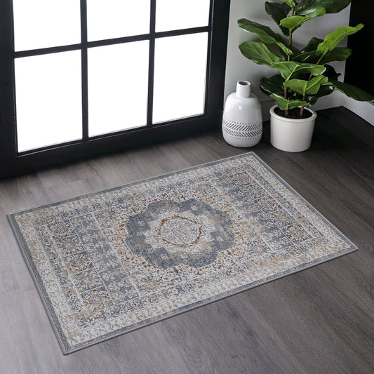 Loom & Luxe Blue & Ivory & Medallion Area Rug