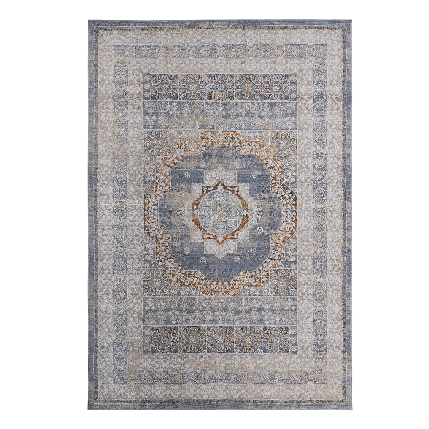 Loom & Luxe Blue & Ivory & Medallion Area Rug
