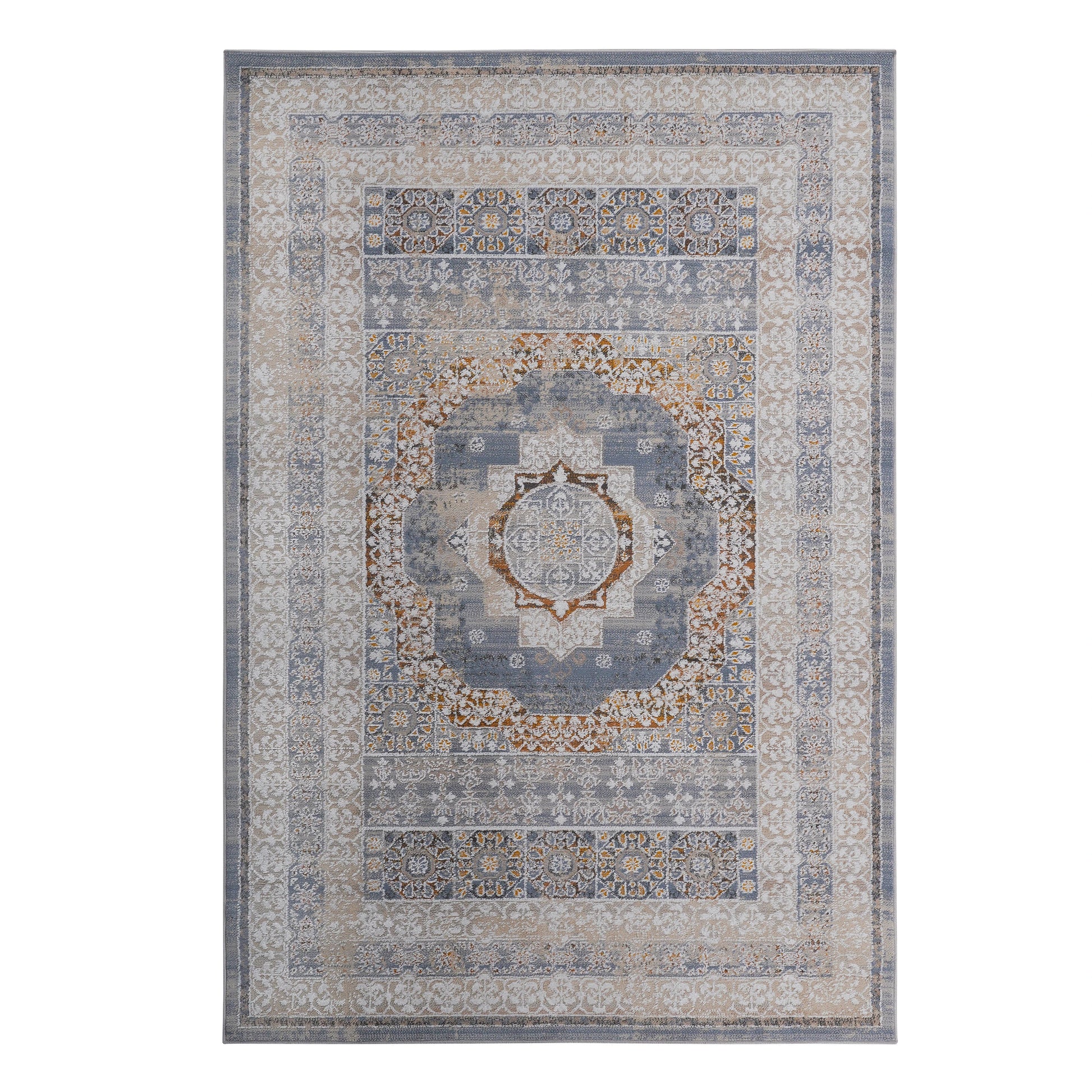 Loom & Luxe Blue & Ivory & Medallion Area Rug