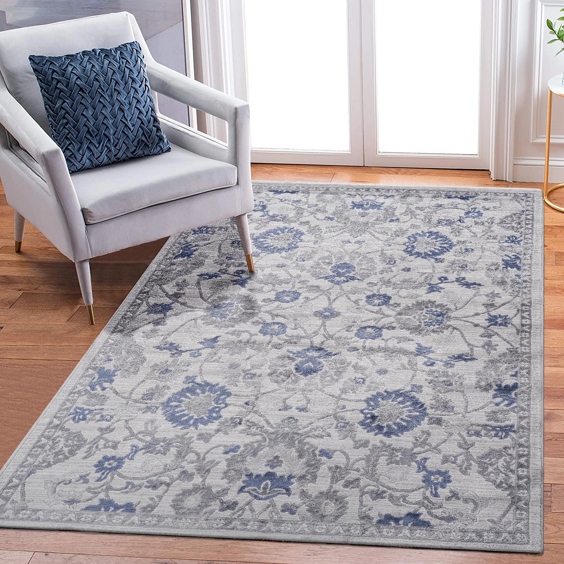 Loom & Luxe Blue & Silver & Oriental Area Rug