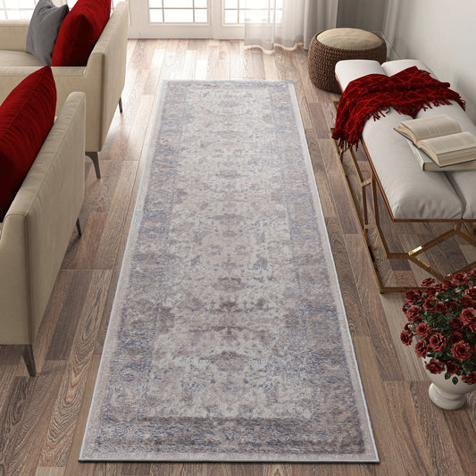 Loom & Luxe Brown & Beige & Traditional Area Rug