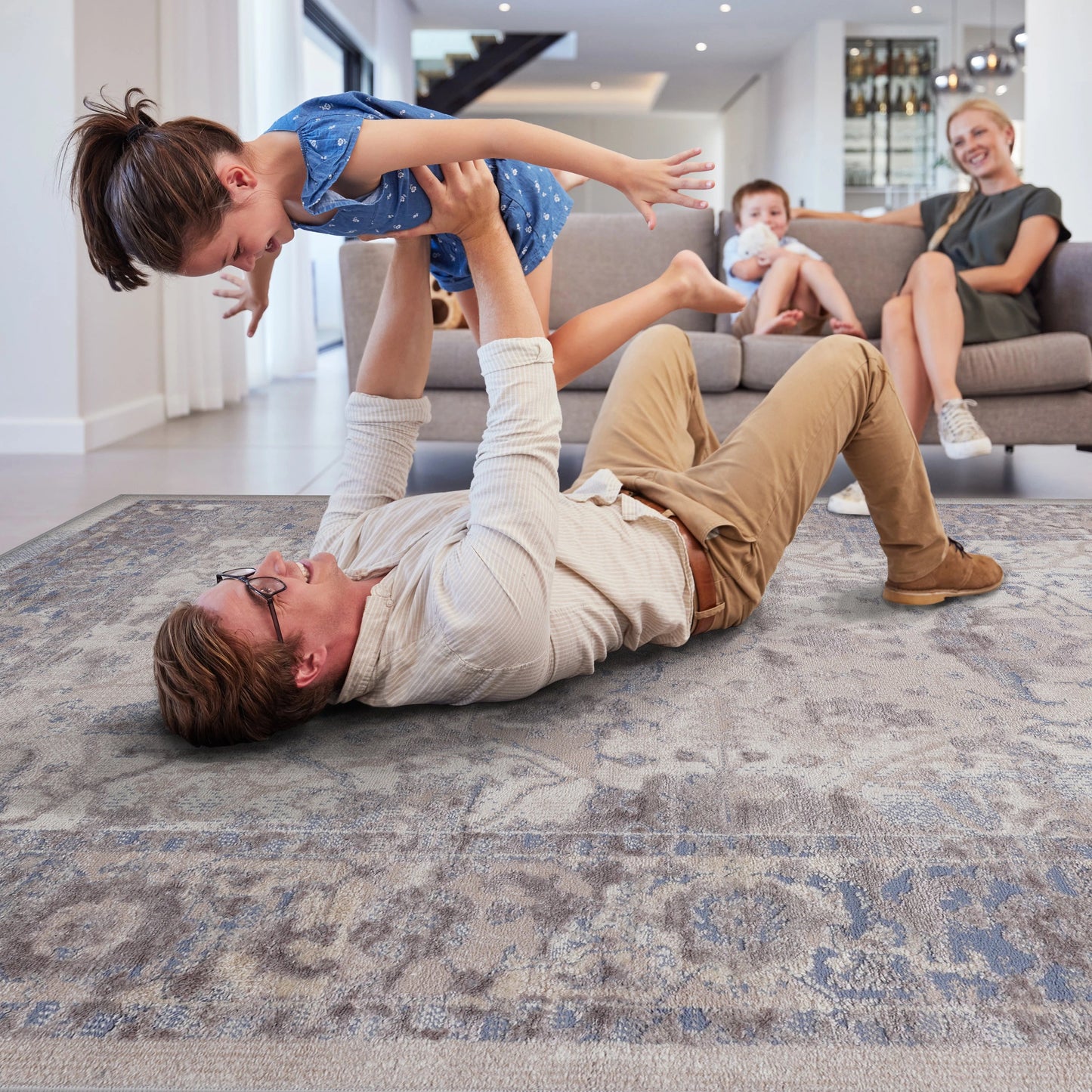 Loom & Luxe Brown & Beige & Traditional Area Rug