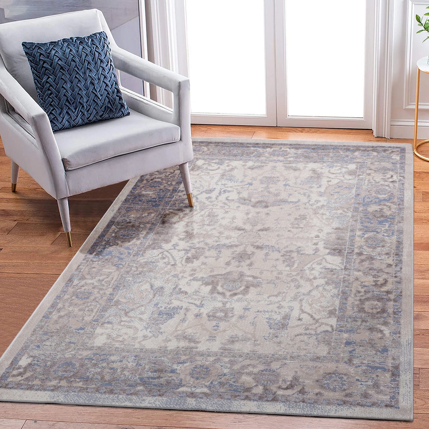 Loom & Luxe Brown & Beige & Traditional Area Rug