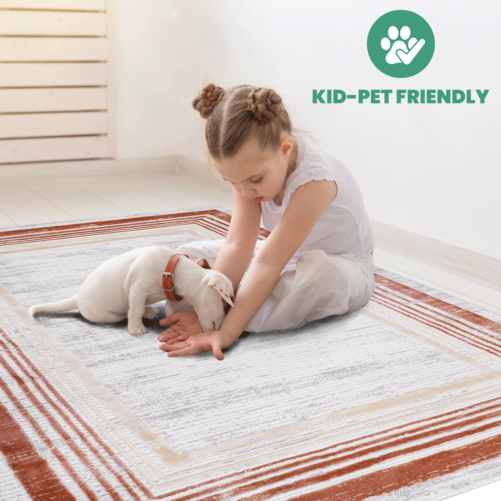 Loom & Luxe Brown & Ivory & Bordered Area Rug