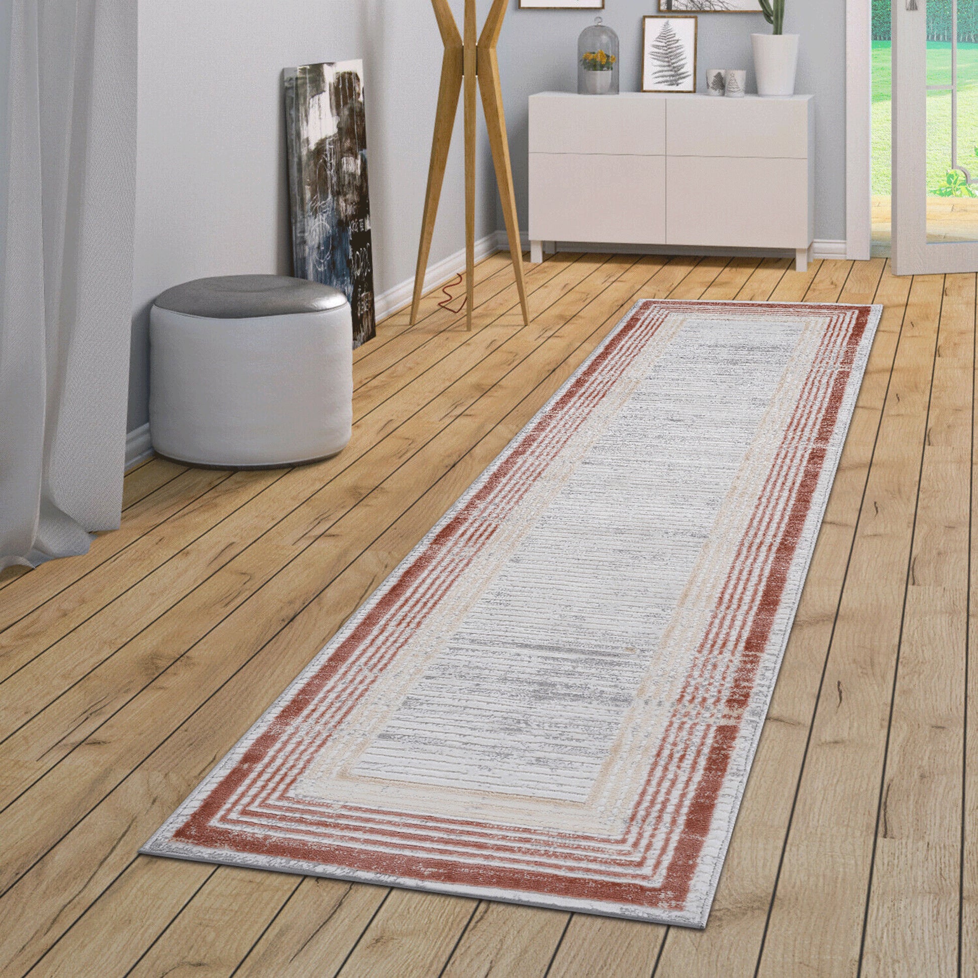 Loom & Luxe Brown & Ivory & Bordered Area Rug