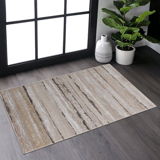 Loom & Luxe Brown & Striped Area Rug