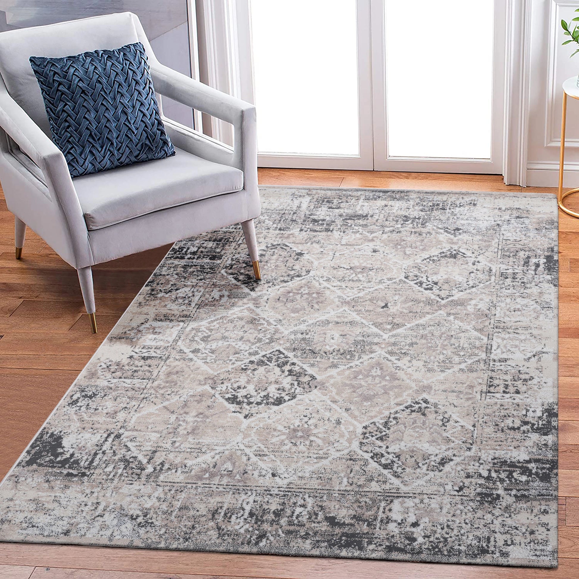 Loom & Luxe Cream & Anthracite & Traditional Area Rug