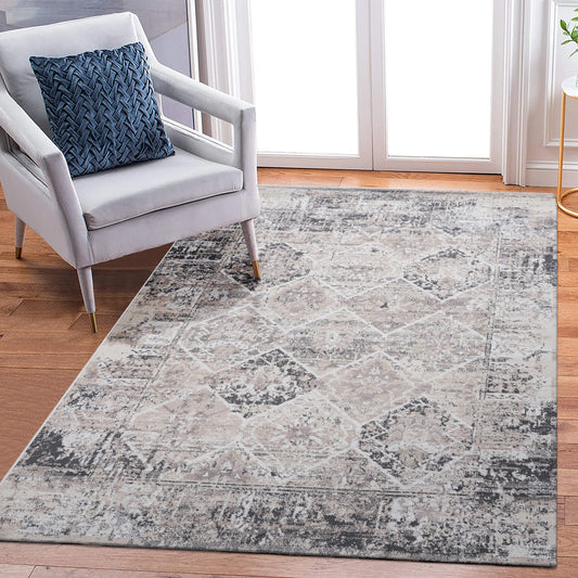 Loom & Luxe Cream & Anthracite & Traditional Area Rug