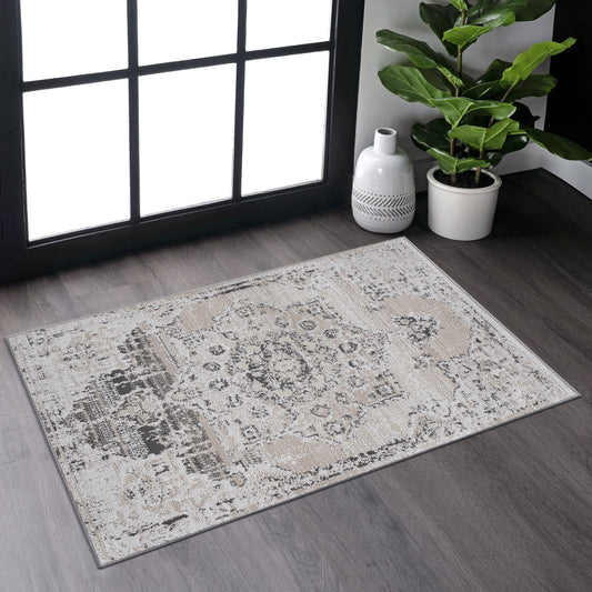 Loom & Luxe Cream & Beige & Medallion Area Rug