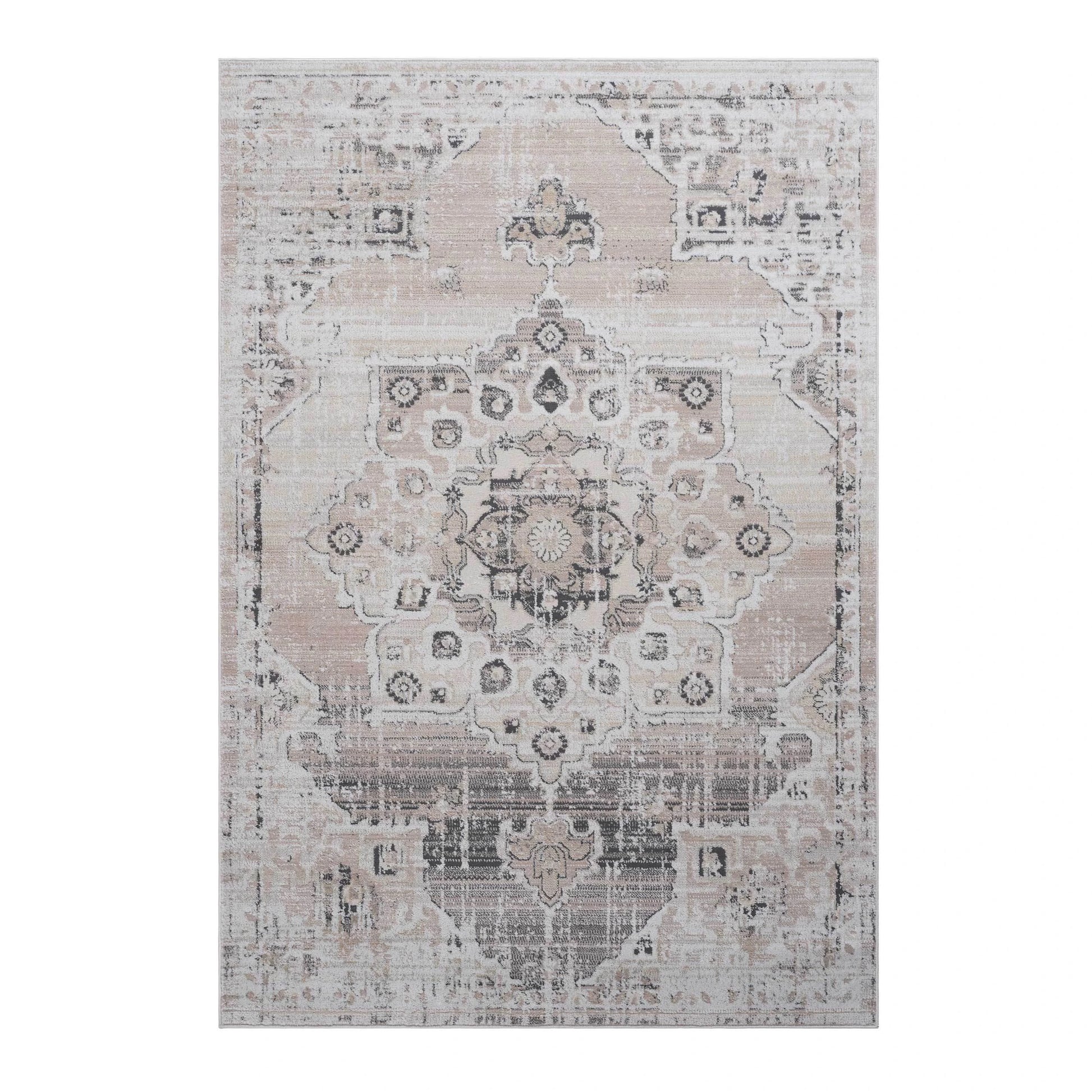 Loom & Luxe Cream & Beige & Medallion Area Rug