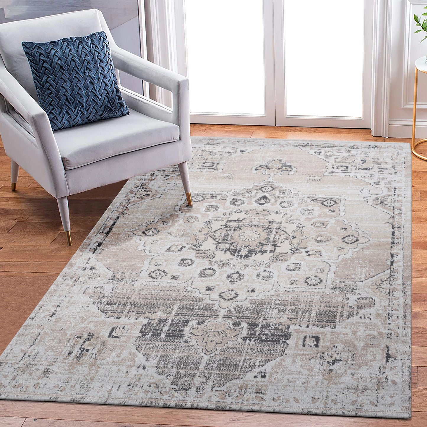 Loom & Luxe Cream & Beige & Medallion Area Rug
