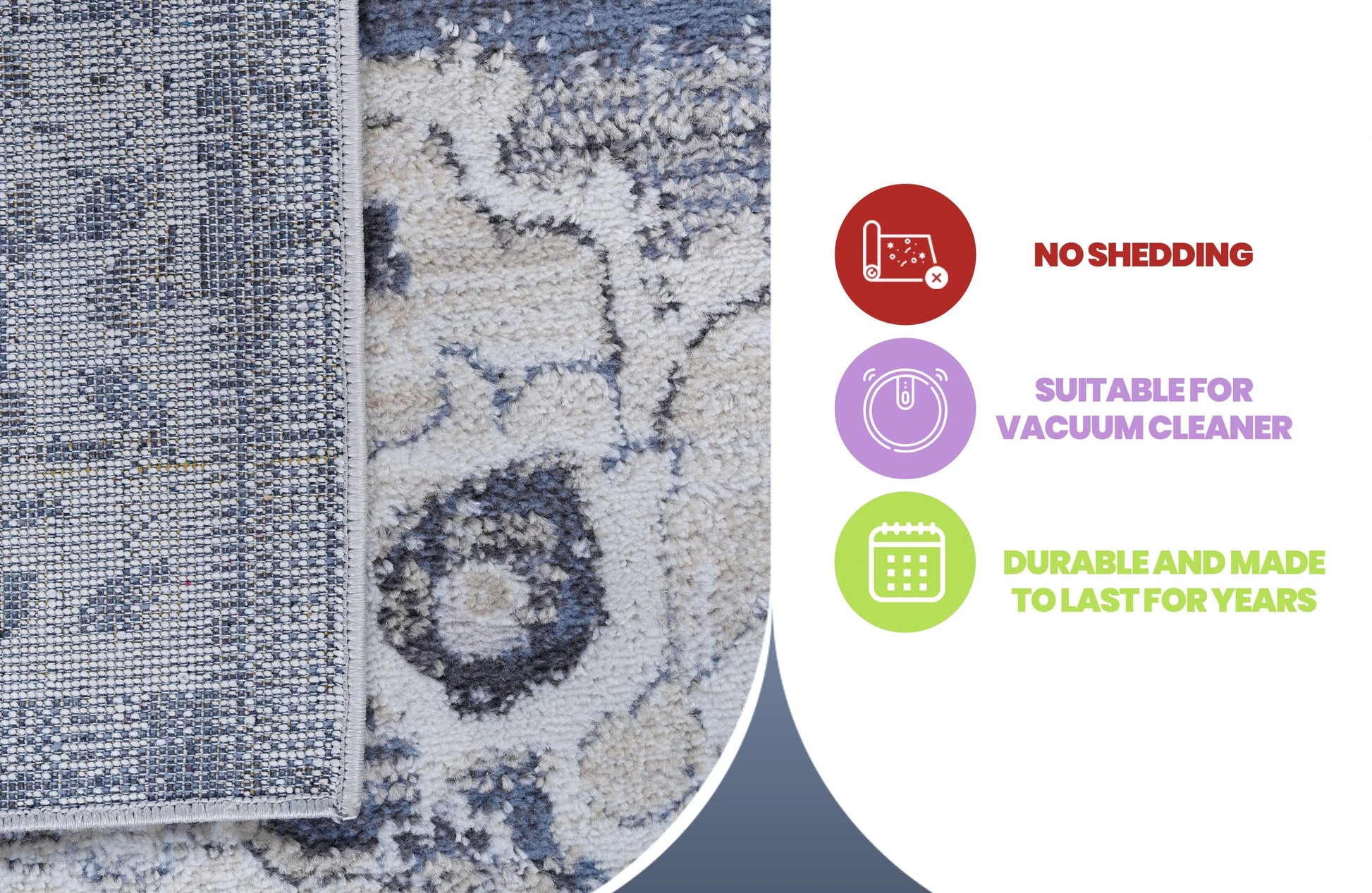 Loom & Luxe Cream & Blue & Medallion Area Rug