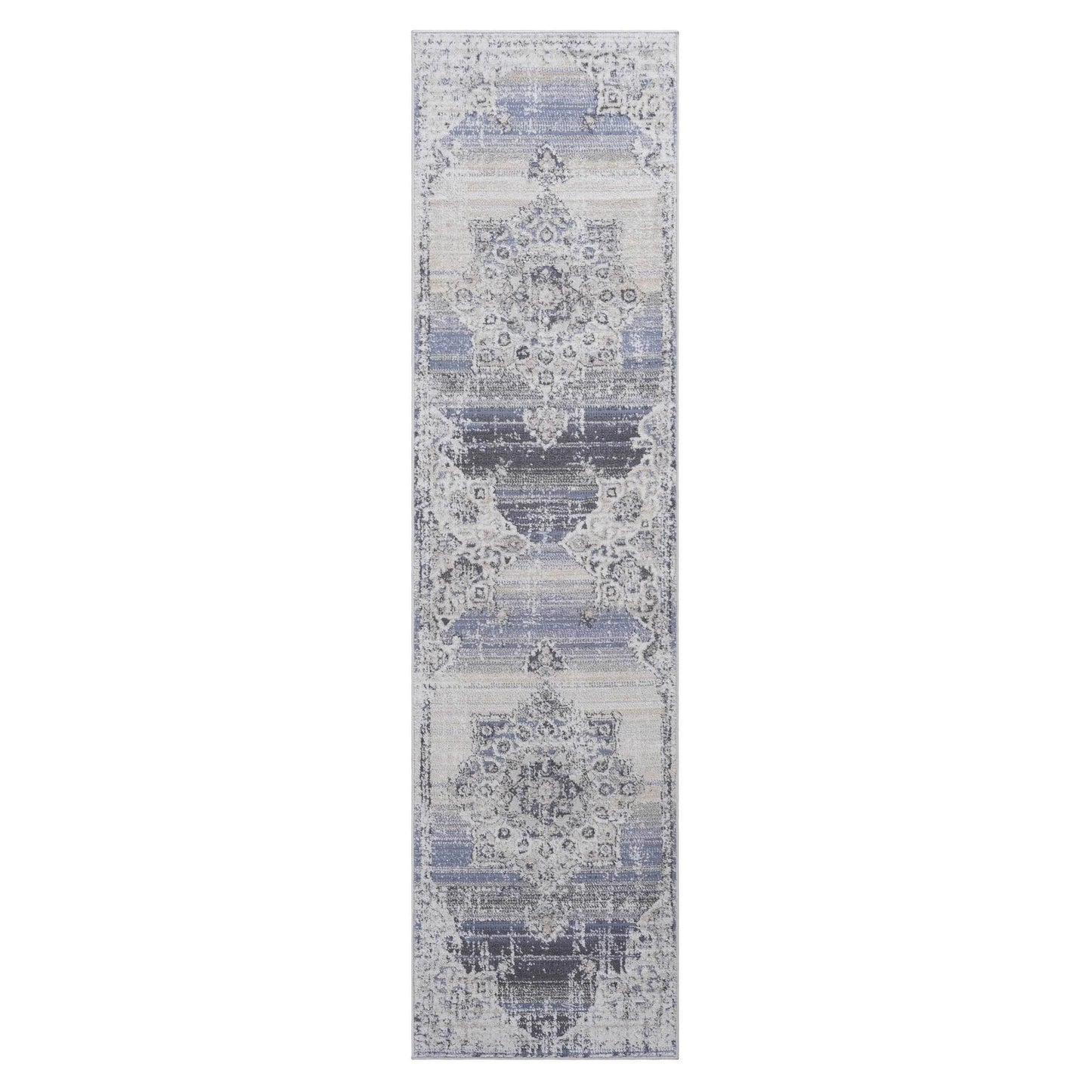 Loom & Luxe Cream & Blue & Medallion Area Rug