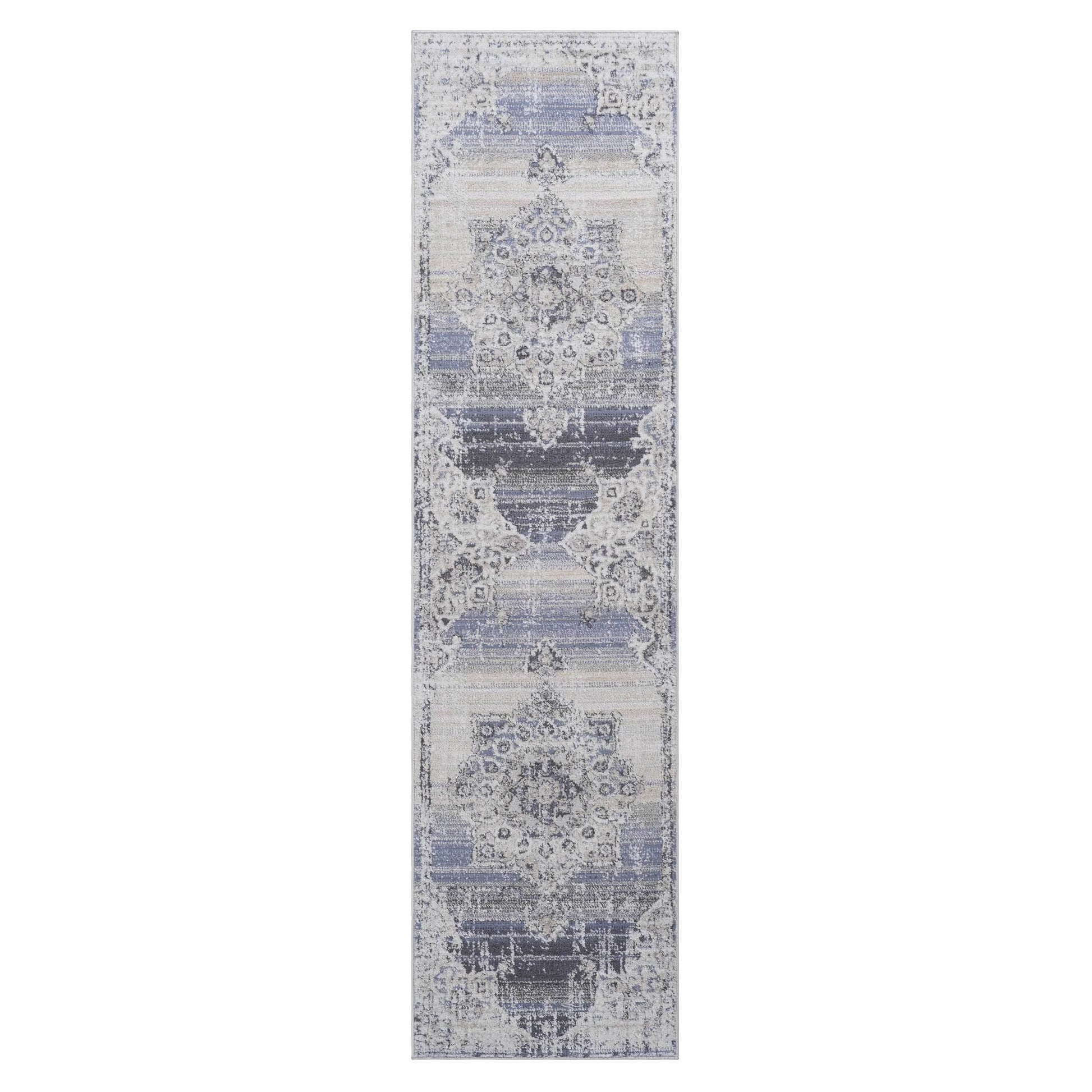 Loom & Luxe Cream & Blue & Medallion Area Rug