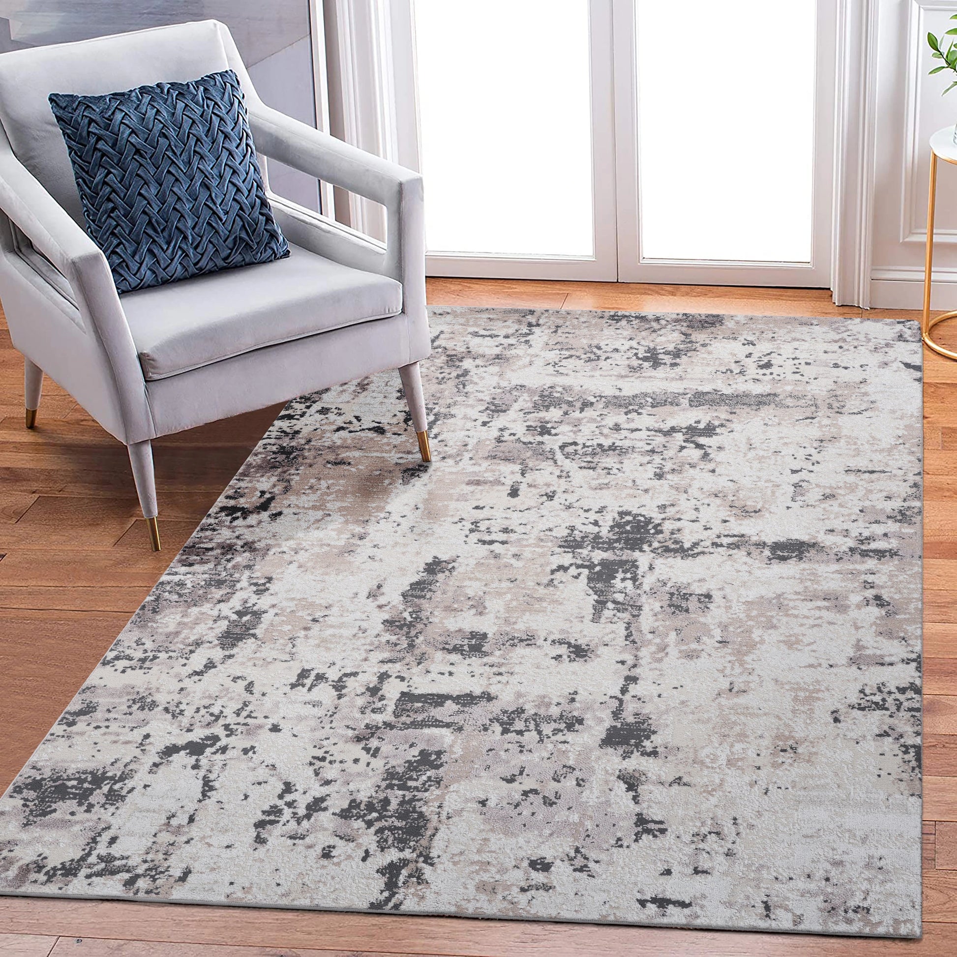 Loom & Luxe Cream & Brown & Abstract Area Rug