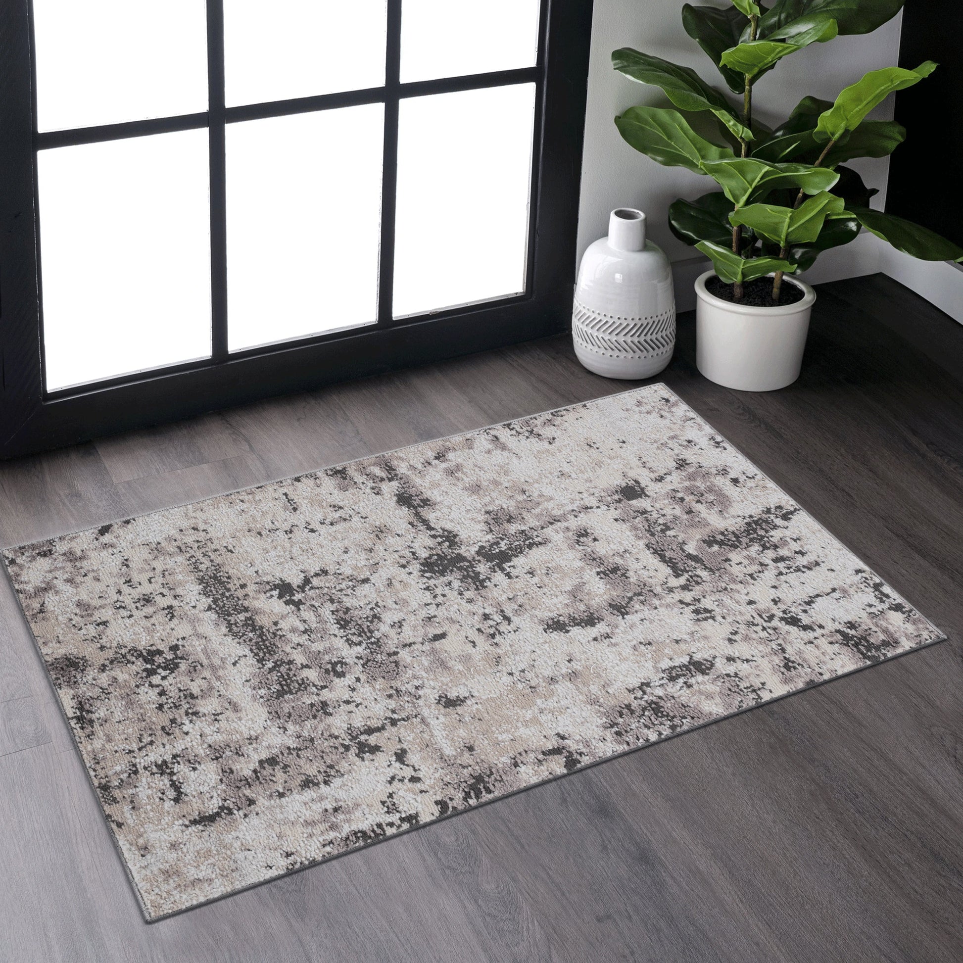 Loom & Luxe Cream & Brown & Traditional Area Rug