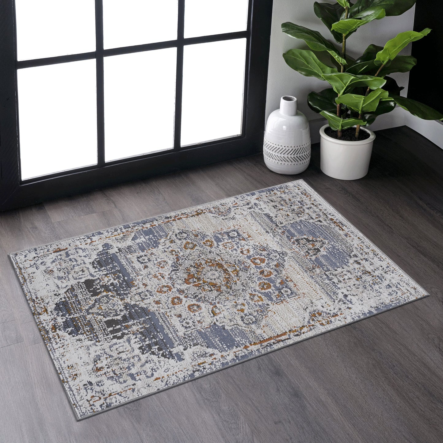 Loom & Luxe Cream & Gold & Medallion Area Rug